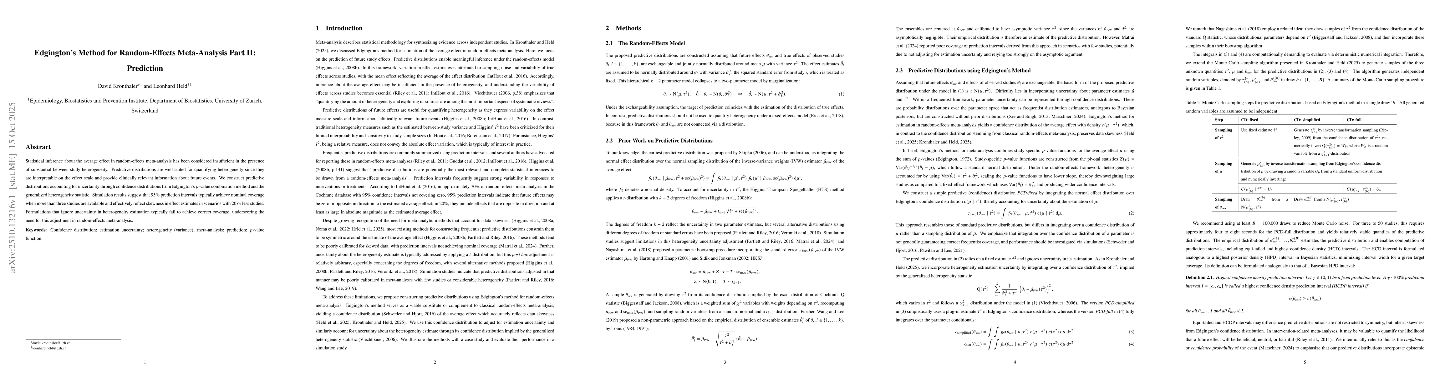 Thumbnail for Edgington's Method for Random-Effects Meta-Analysis Part II: Prediction