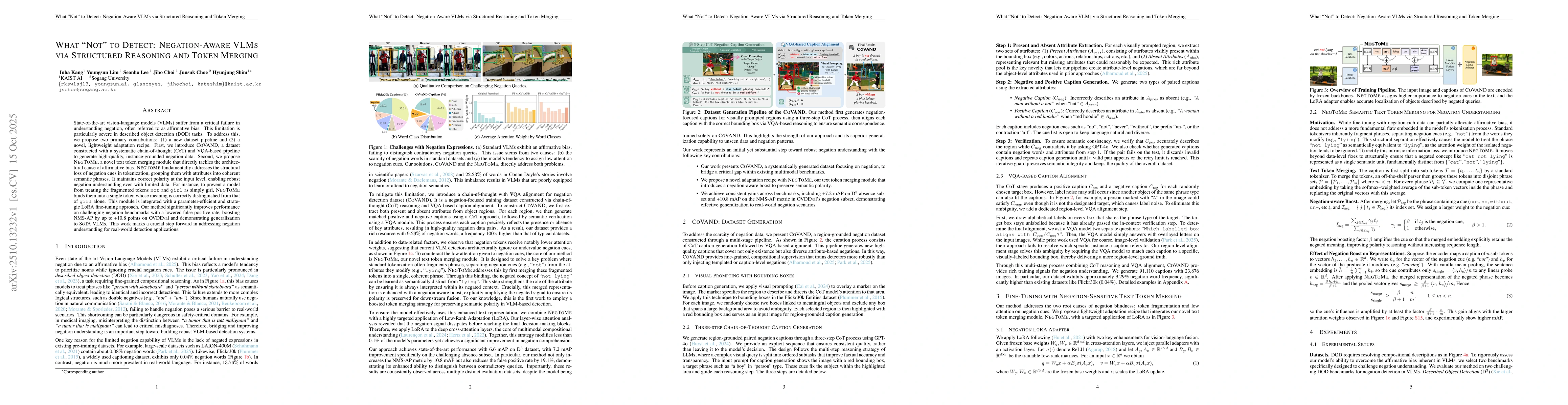 Thumbnail for What "Not" to Detect: Negation-Aware VLMs via Structured Reasoning and
  Token Merging