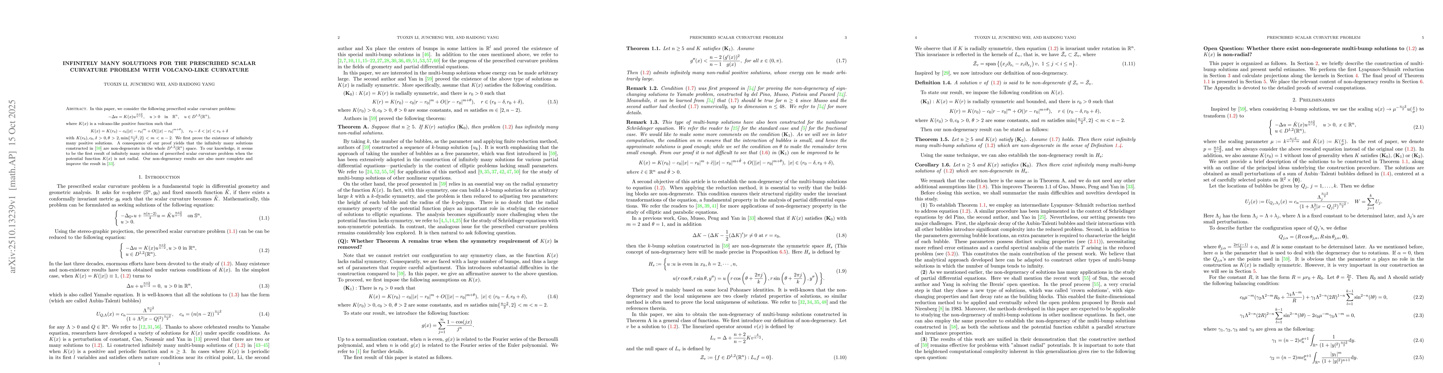 Thumbnail for Infinitely many solutions for the prescribed scalar curvature problem
  with volcano-like curvature