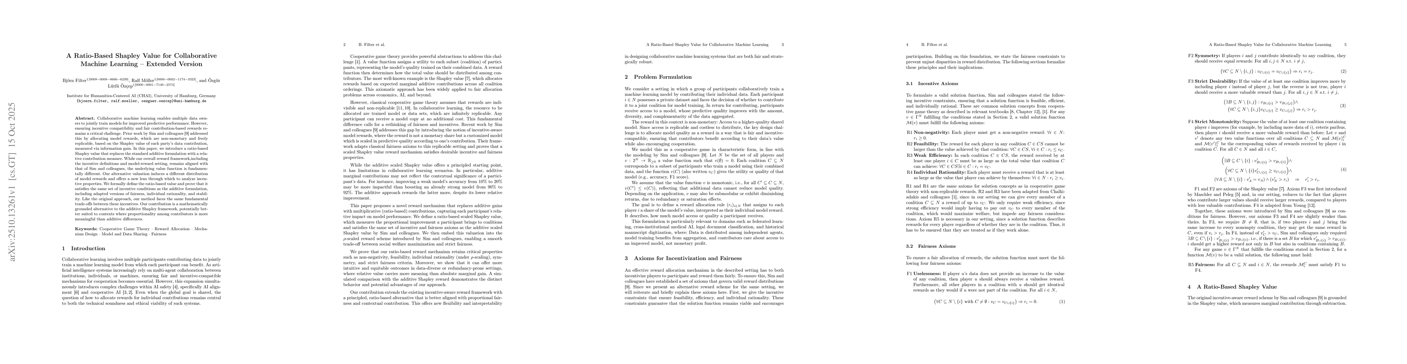 Thumbnail for A Ratio-Based Shapley Value for Collaborative Machine Learning -
  Extended Version