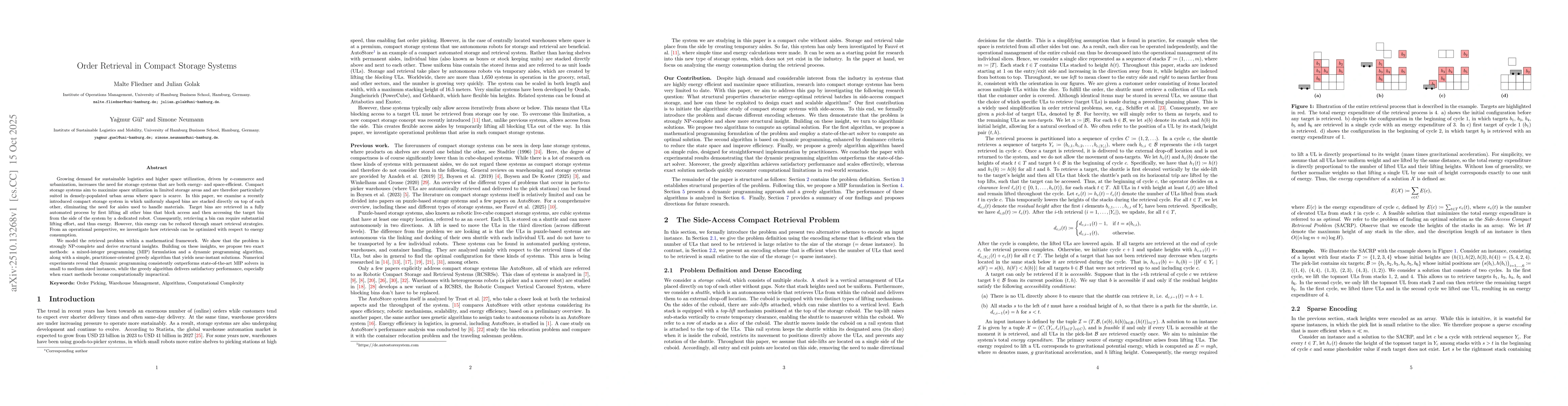 Thumbnail for Order Retrieval in Compact Storage Systems