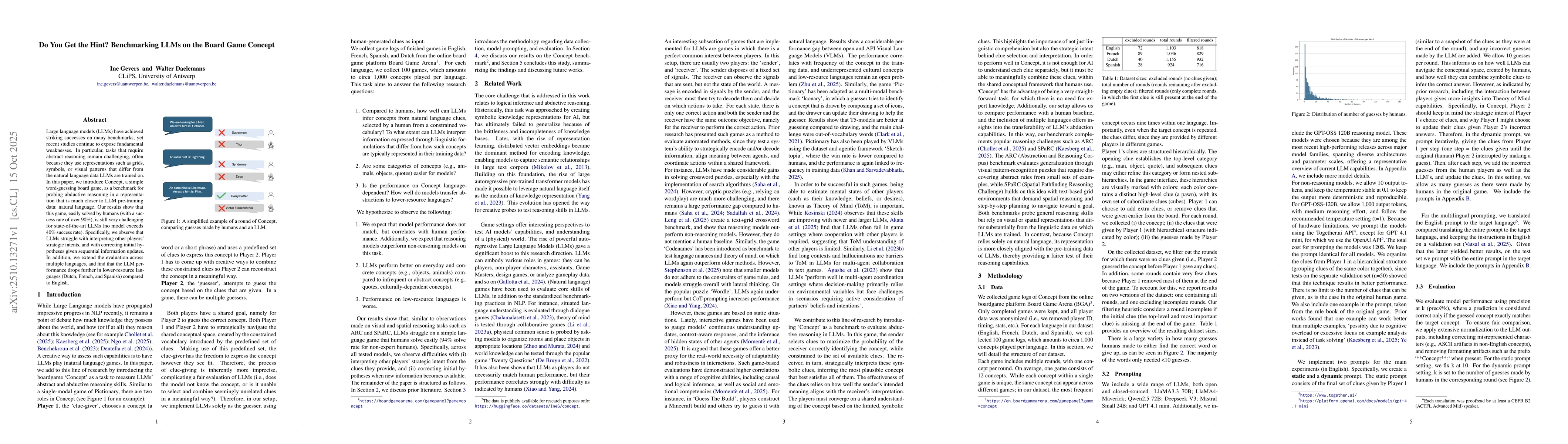 Thumbnail for Do You Get the Hint? Benchmarking LLMs on the Board Game Concept