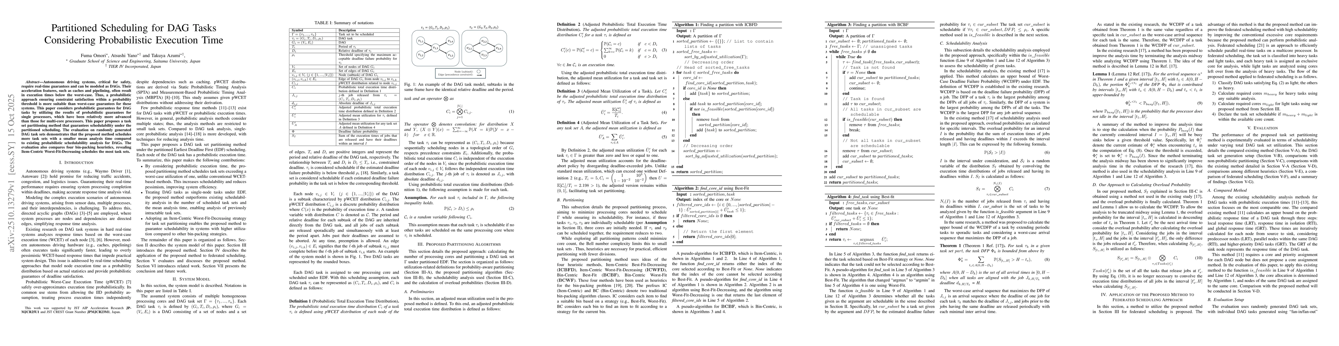 Thumbnail for Partitioned Scheduling for DAG Tasks Considering Probabilistic Execution
  Time