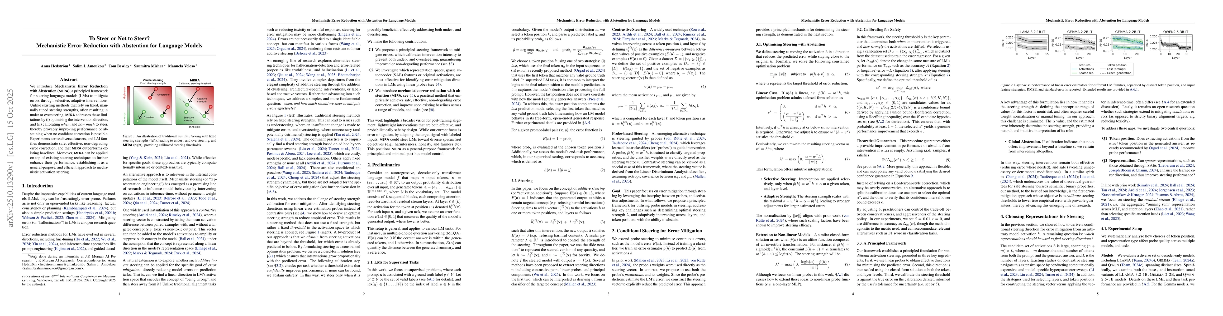 Thumbnail for To Steer or Not to Steer? Mechanistic Error Reduction with Abstention
  for Language Models