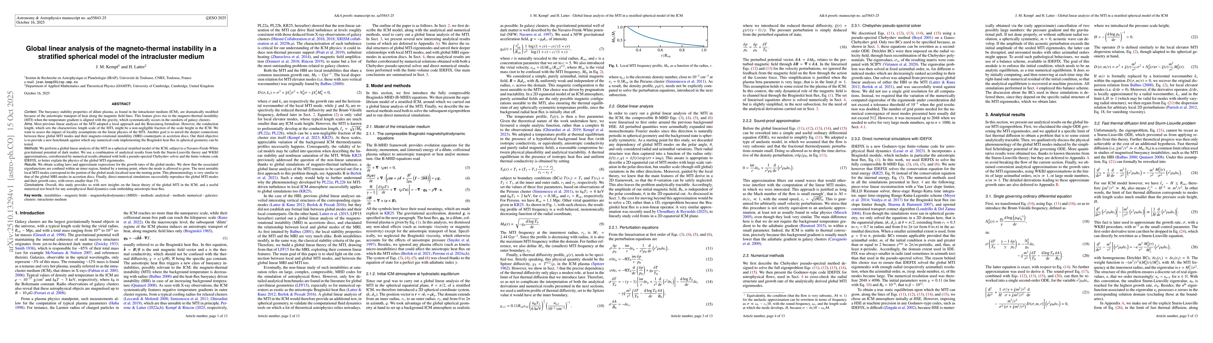 Thumbnail for Global linear analysis of the magneto-thermal instability in a
  stratified spherical model of the intracluster medium