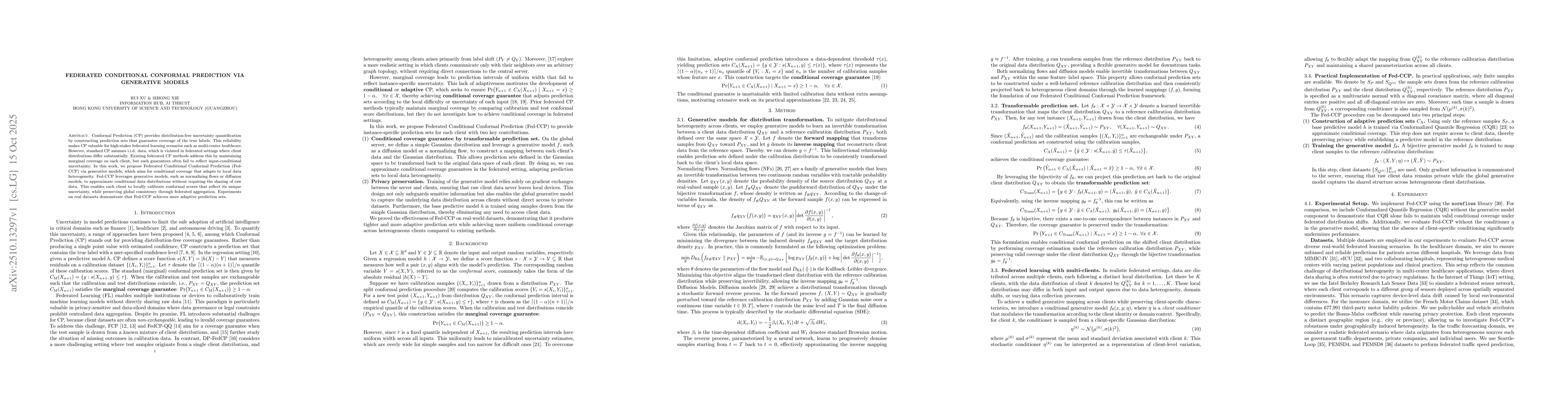 Thumbnail for Federated Conditional Conformal Prediction via Generative Models