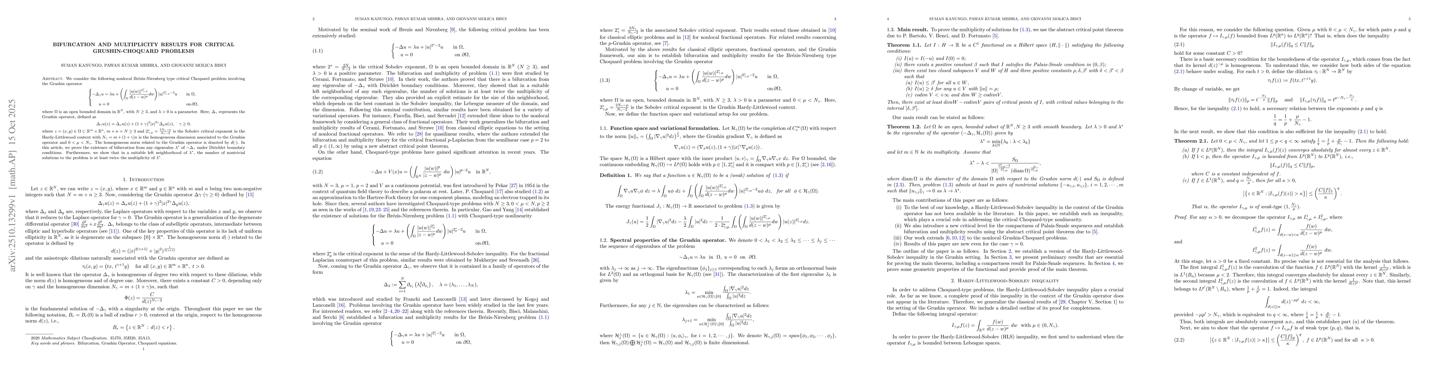 Thumbnail for Bifurcation and multiplicity results for critical Grushin-Choquard
  problems