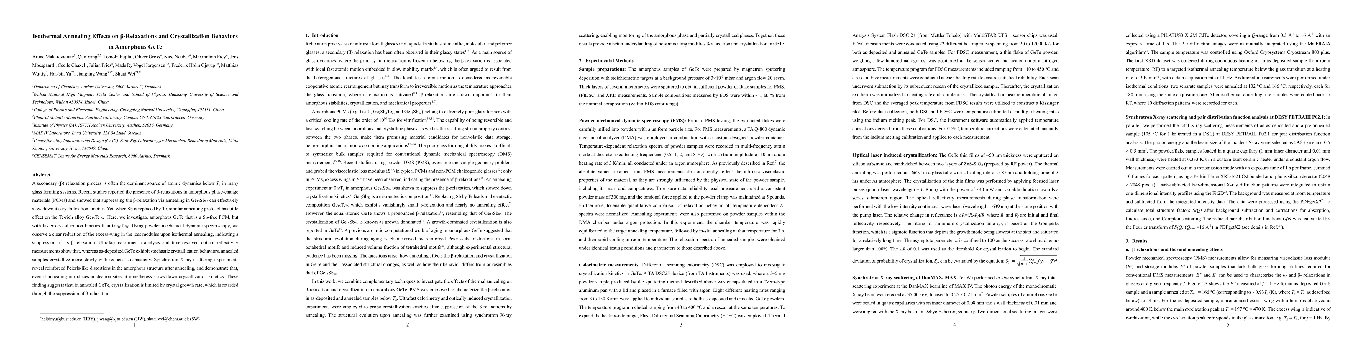 Thumbnail for Isothermal Annealing Effects on $β$-Relaxations and Crystallization
  Behaviors in Amorphous GeTe