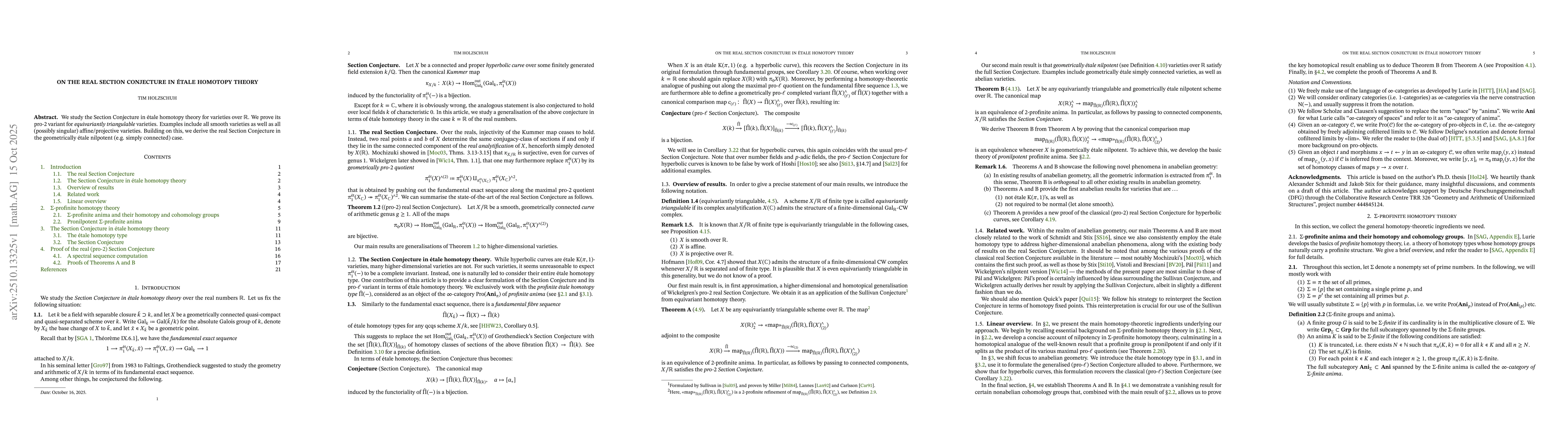 Thumbnail for On the real Section Conjecture in ĂŠtale homotopy theory