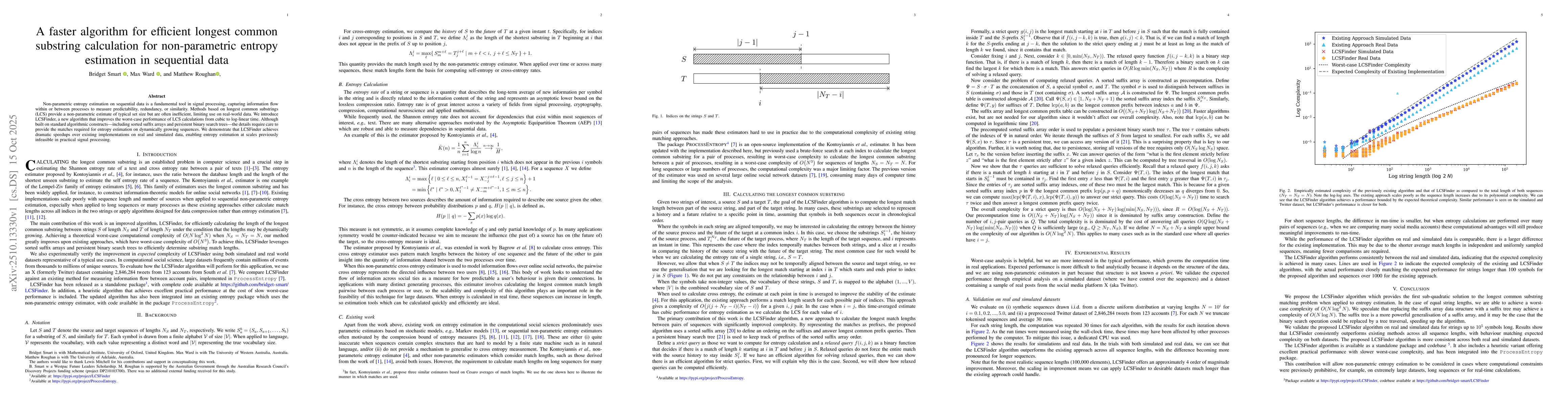 Thumbnail for A faster algorithm for efficient longest common substring calculation
  for non-parametric entropy estimation in sequential data