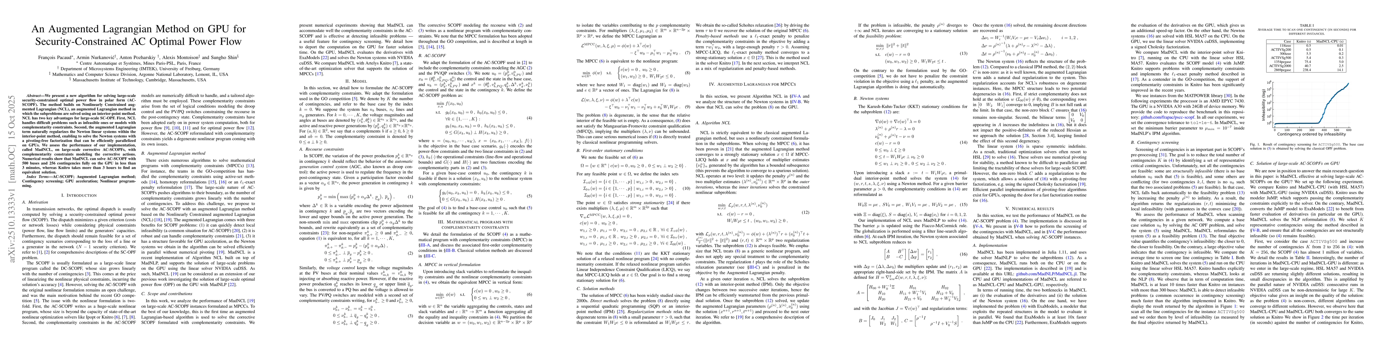 Thumbnail for An Augmented Lagrangian Method on GPU for Security-Constrained AC
  Optimal Power Flow