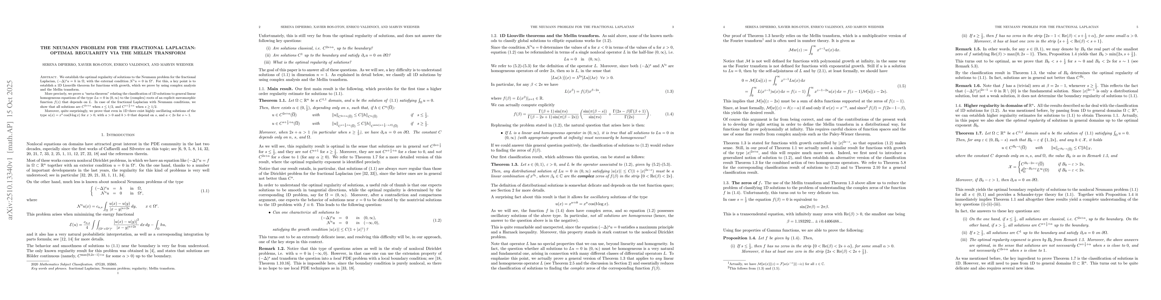 Thumbnail for The Neumann problem for the fractional Laplacian: optimal regularity via
  the Mellin transform