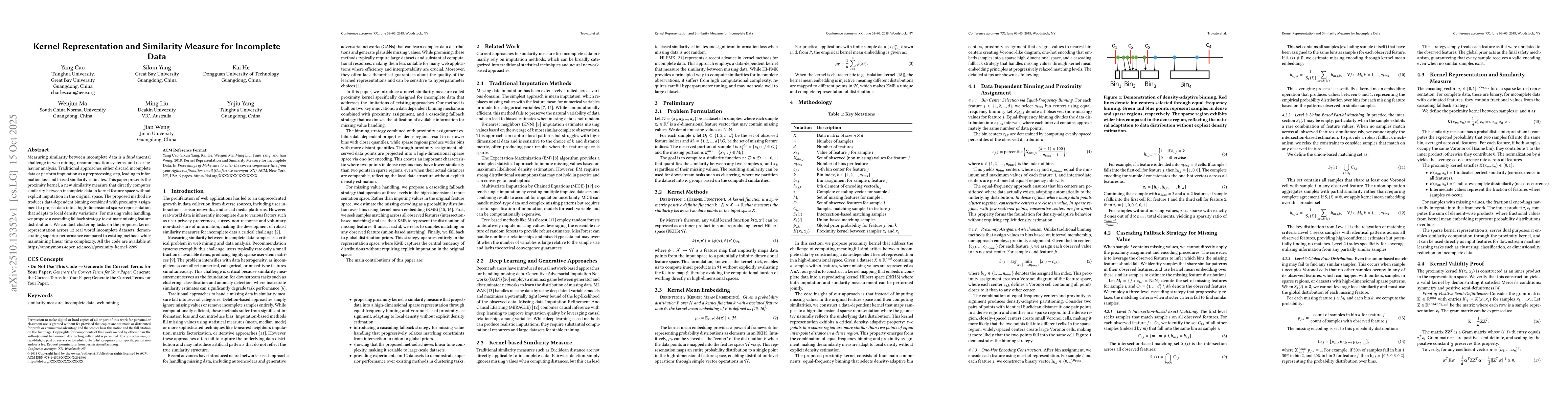 Thumbnail for Kernel Representation and Similarity Measure for Incomplete Data