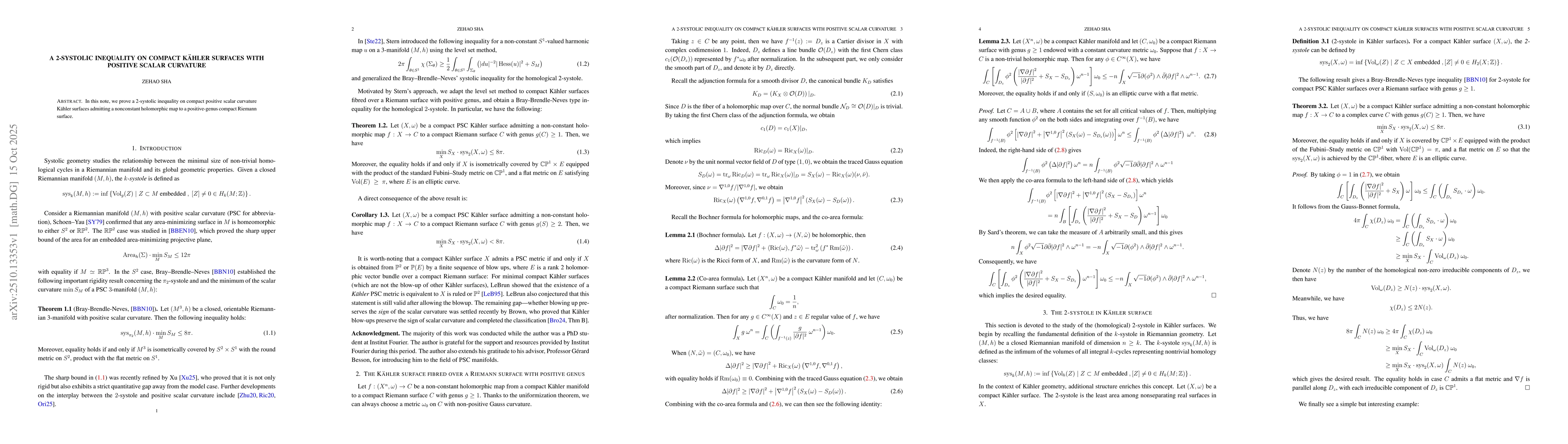 Thumbnail for A 2-systolic inequality on compact Kähler surfaces with positive
  scalar curvature