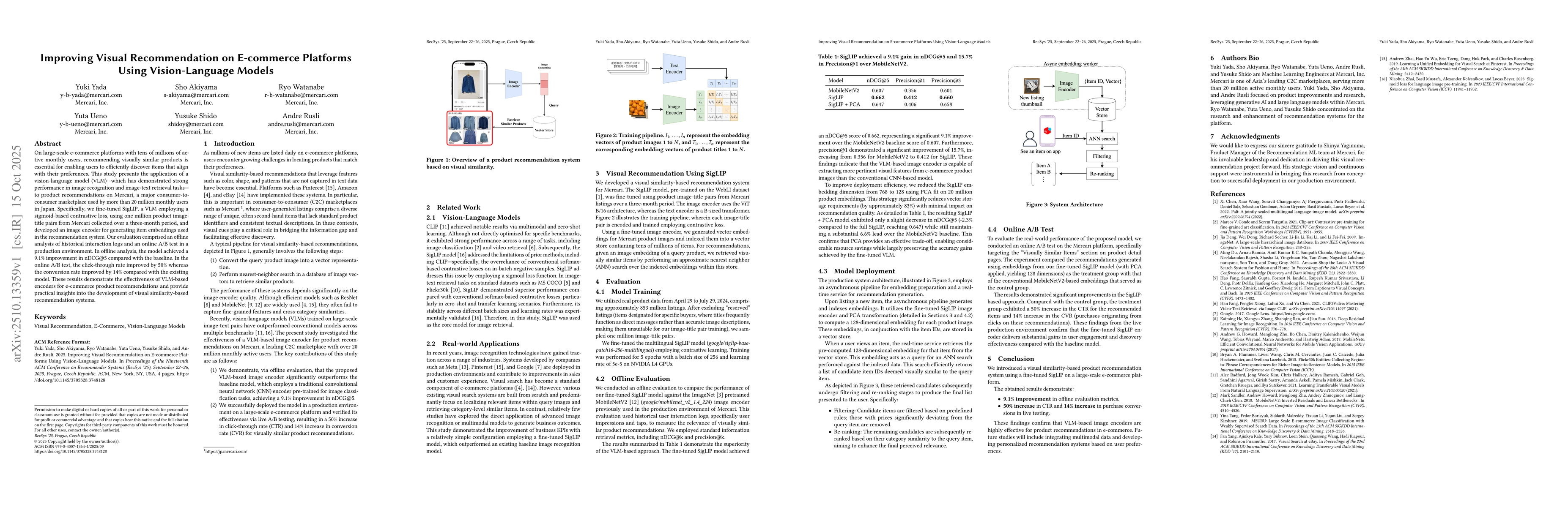Thumbnail for Improving Visual Recommendation on E-commerce Platforms Using
  Vision-Language Models