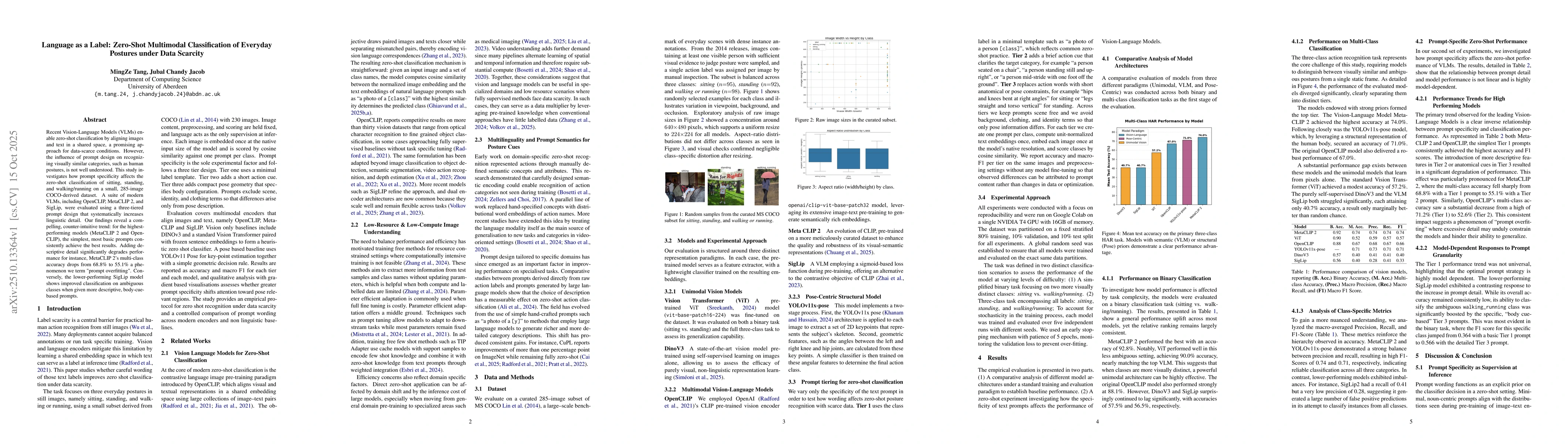 Thumbnail for Language as a Label: Zero-Shot Multimodal Classification of Everyday
  Postures under Data Scarcity