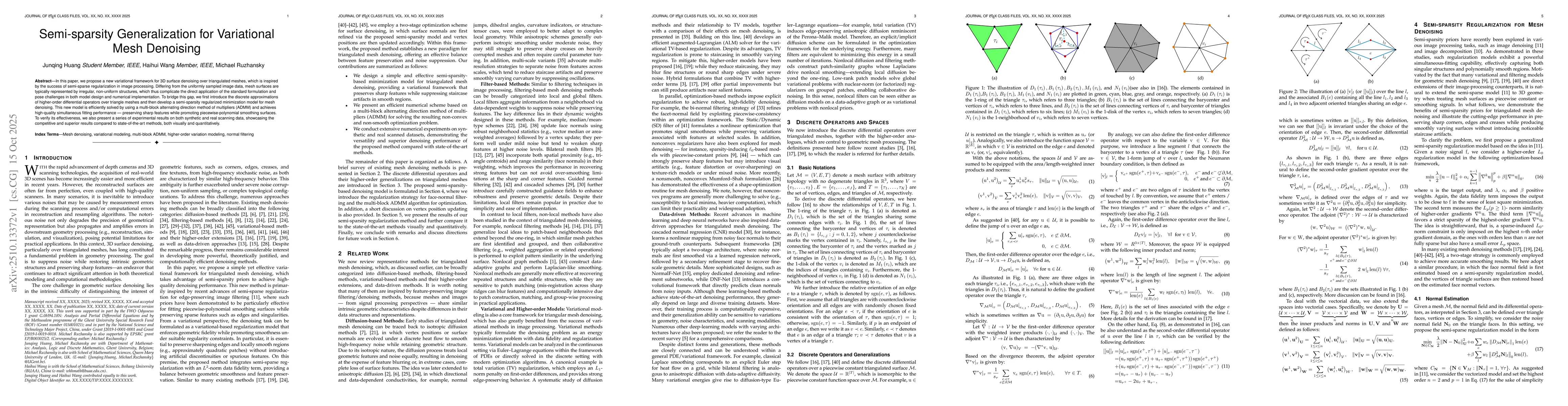 Thumbnail for Semi-sparsity Generalization for Variational Mesh Denoising