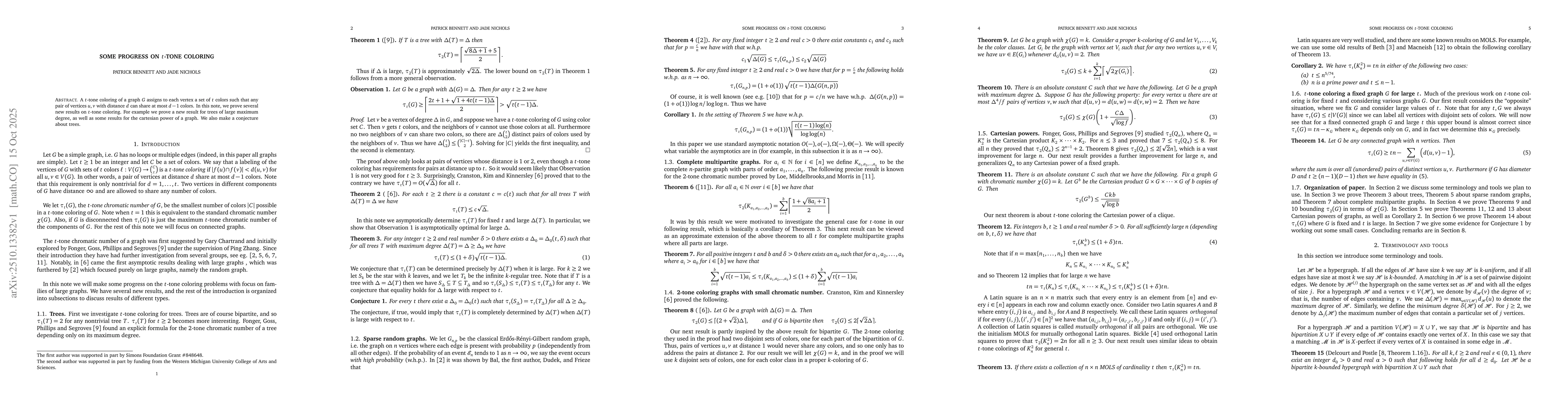 Thumbnail for Some progress on $t$-tone coloring