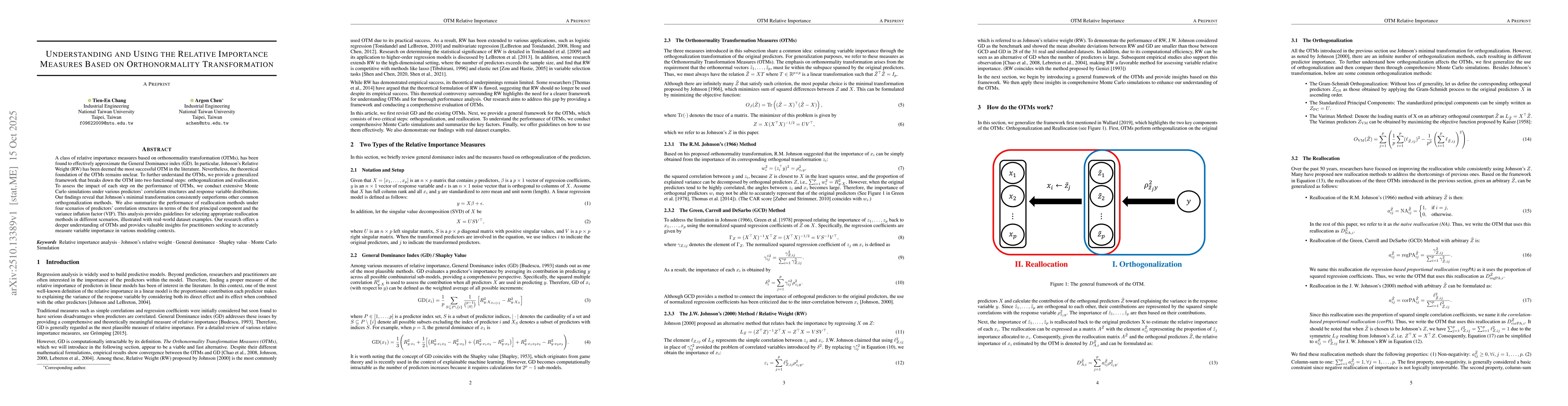 Thumbnail for Understanding and Using the Relative Importance Measures Based on
  Orthonormality Transformation