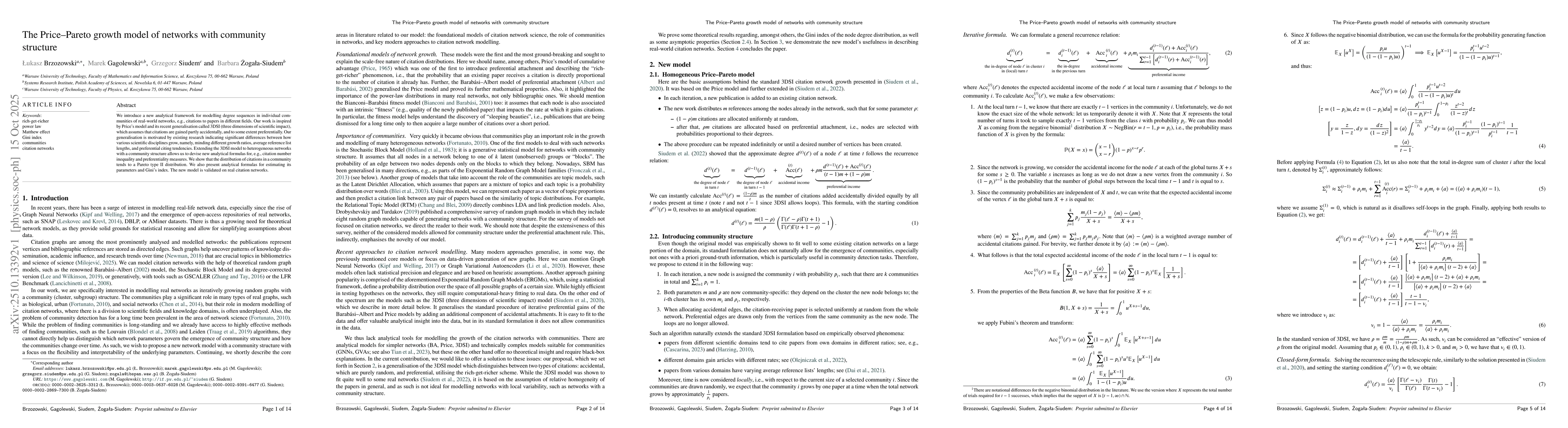 Thumbnail for The Price-Pareto growth model of networks with community structure