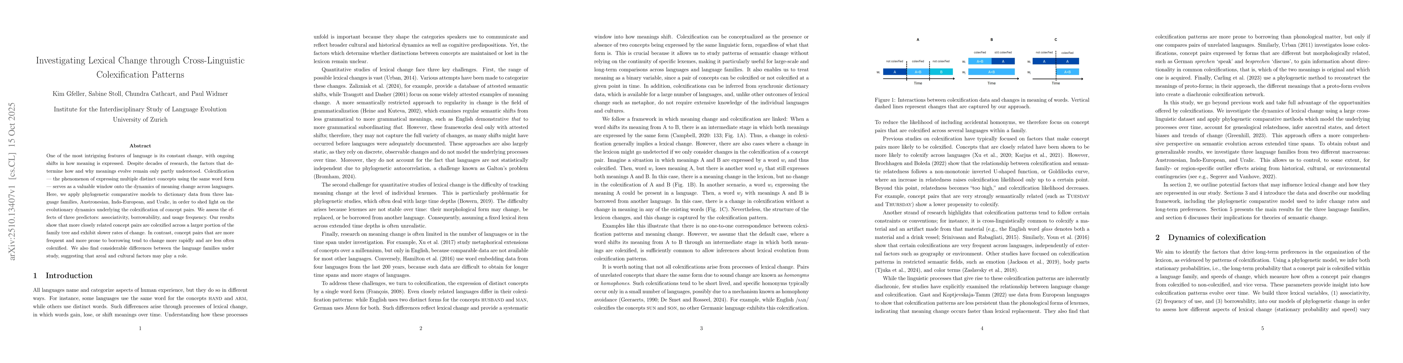 Thumbnail for Investigating Lexical Change through Cross-Linguistic Colexification
  Patterns