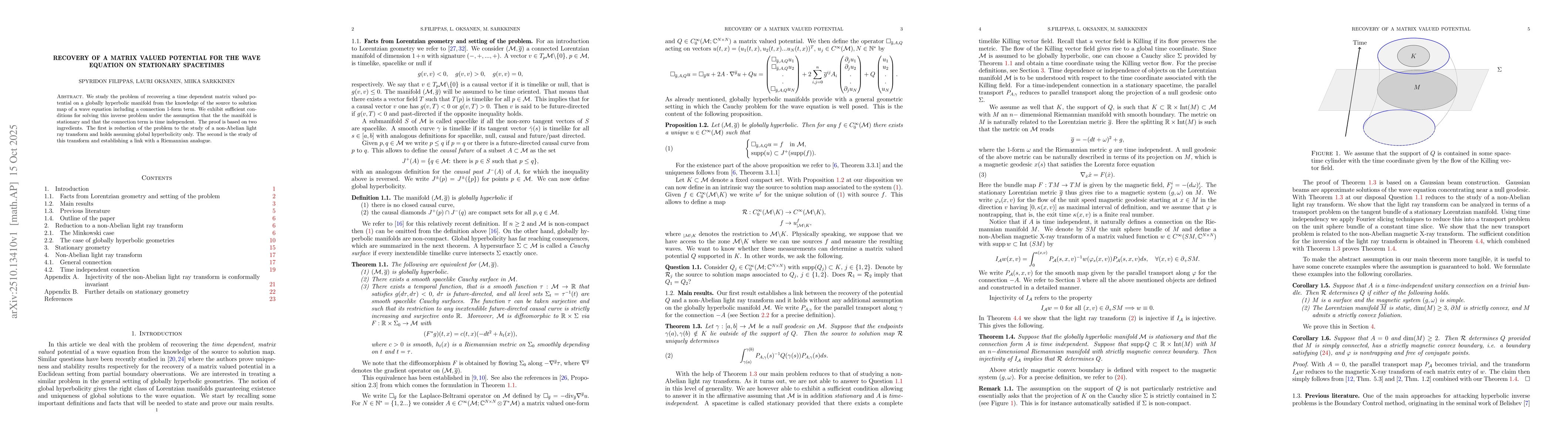 Thumbnail for Recovery of a matrix valued potential for the wave equation on
  stationary spacetimes