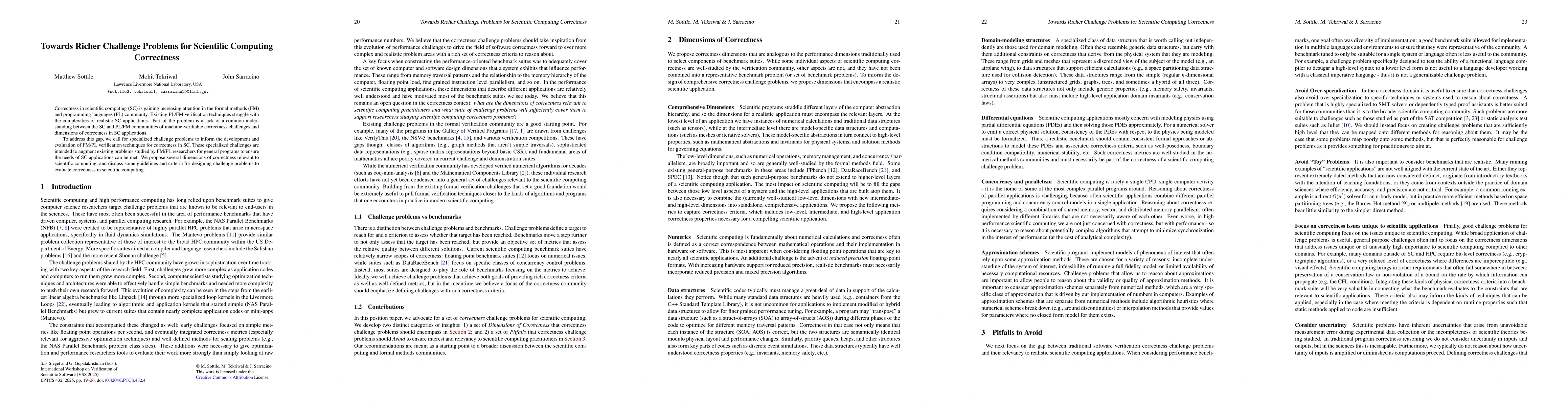 Thumbnail for Towards Richer Challenge Problems for Scientific Computing Correctness