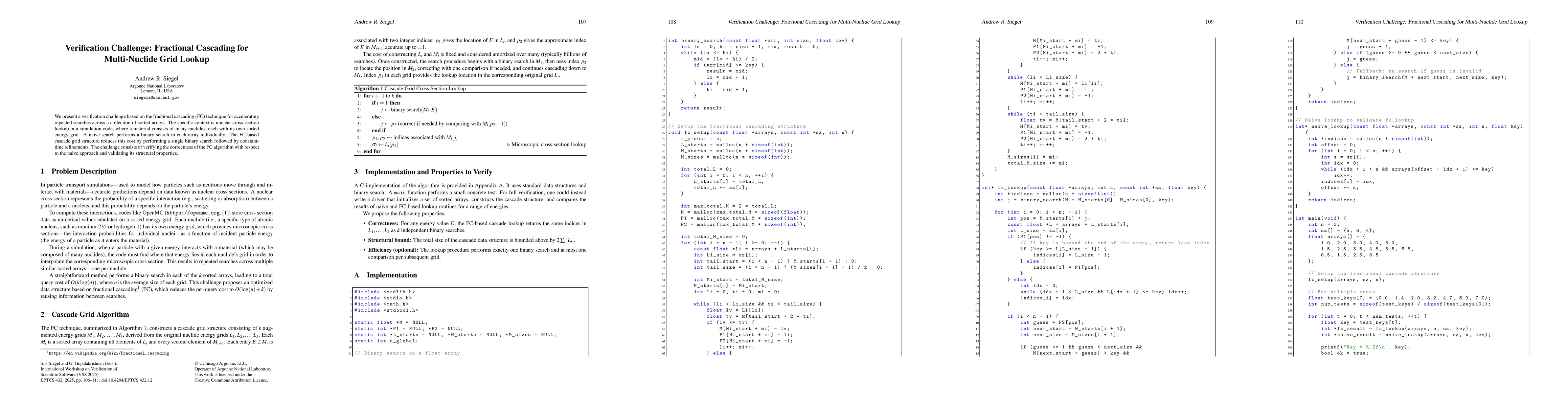 Thumbnail for Verification Challenge: Fractional Cascading for Multi-Nuclide Grid
  Lookup