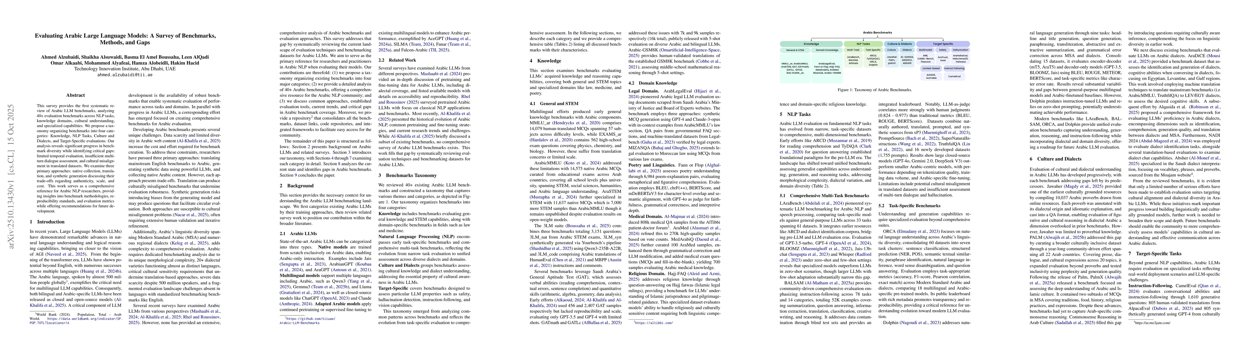 Thumbnail for Evaluating Arabic Large Language Models: A Survey of Benchmarks,
  Methods, and Gaps