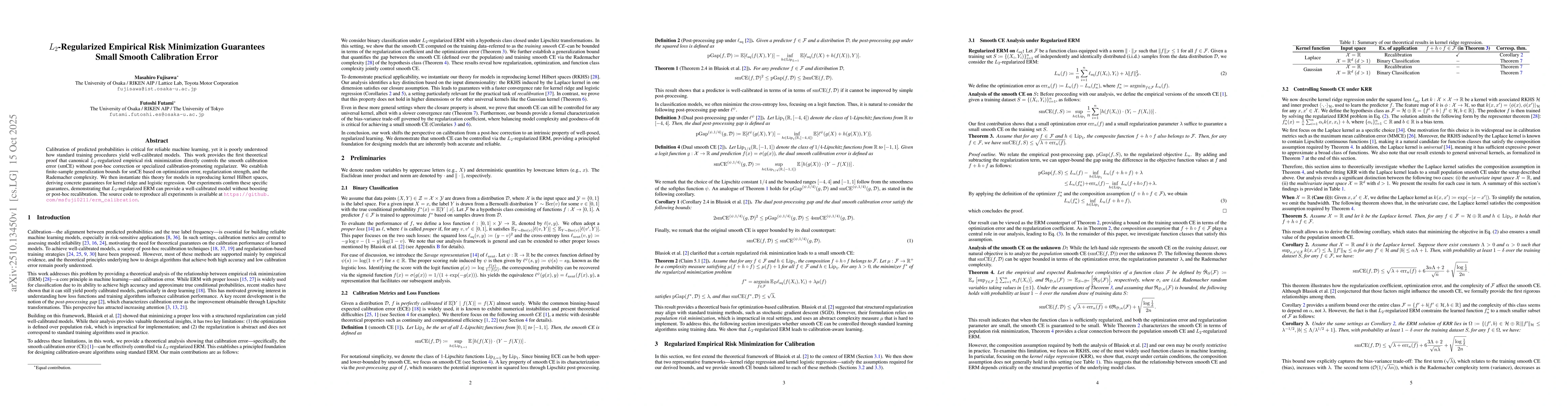 Thumbnail for $L_2$-Regularized Empirical Risk Minimization Guarantees Small Smooth
  Calibration Error