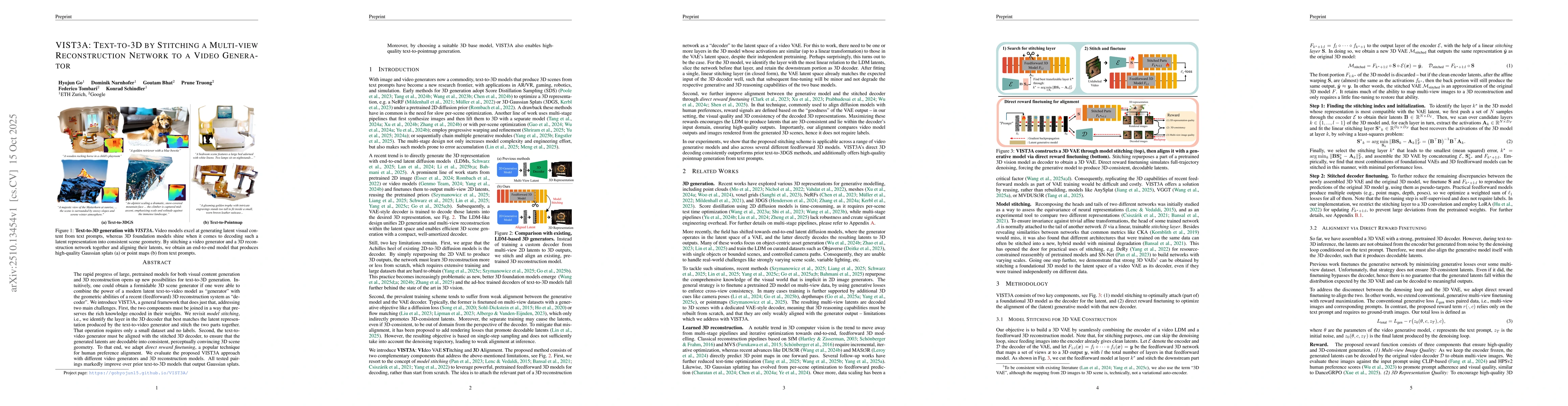 Thumbnail for VIST3A: Text-to-3D by Stitching a Multi-view Reconstruction Network to a
  Video Generator