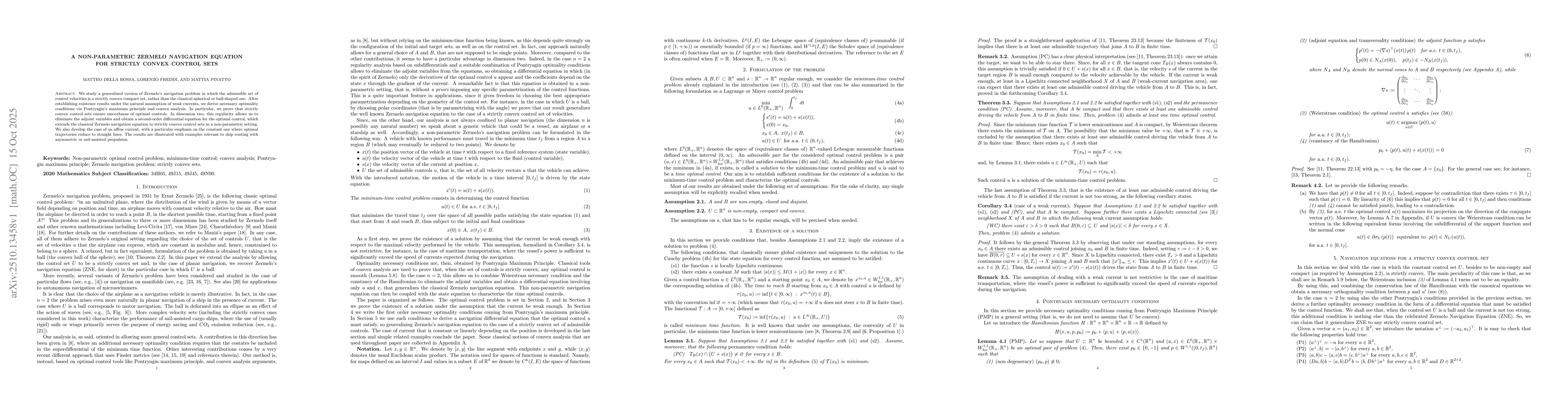 Thumbnail for A non-parametric Zermelo navigation equation for strictly convex control
  sets