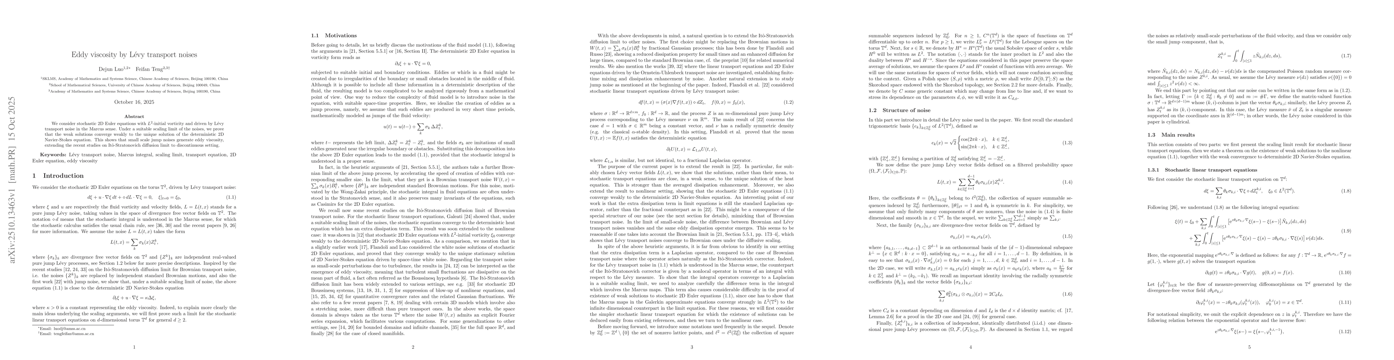 Thumbnail for Eddy viscosity by Lévy transport noises