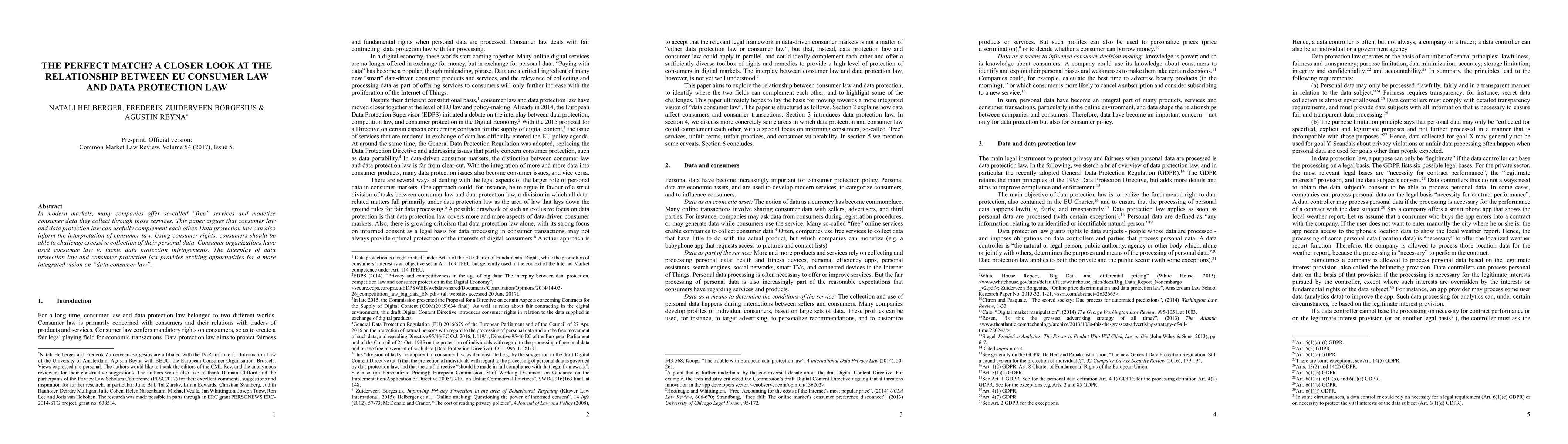 Thumbnail for The Perfect Match? A Closer Look at the Relationship between EU Consumer
  Law and Data Protection Law