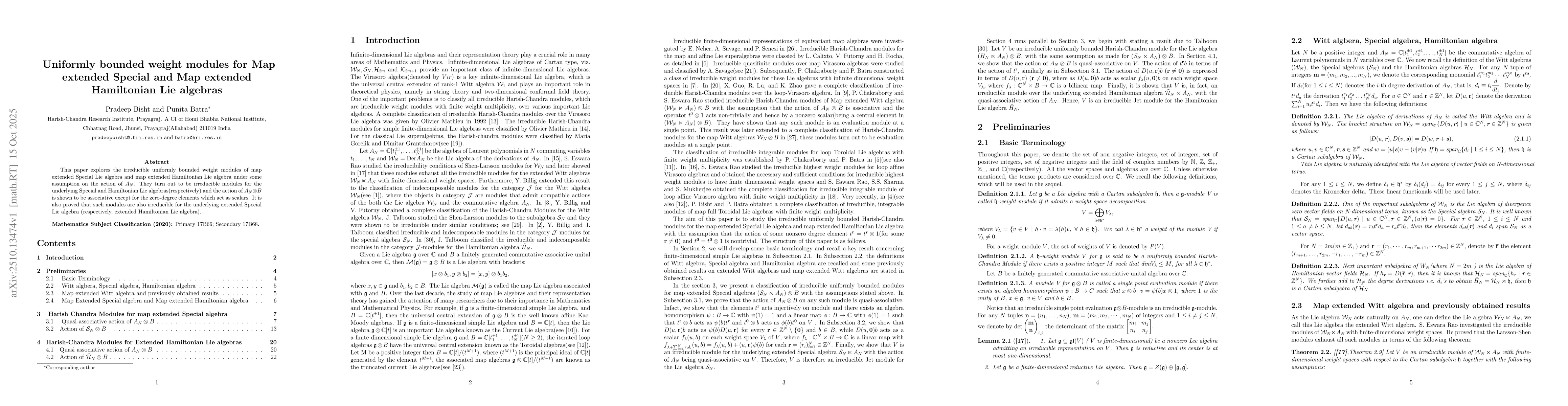 Thumbnail for Uniformly bounded weight modules for Map extended Special and Map
  extended Hamiltonian Lie algebras