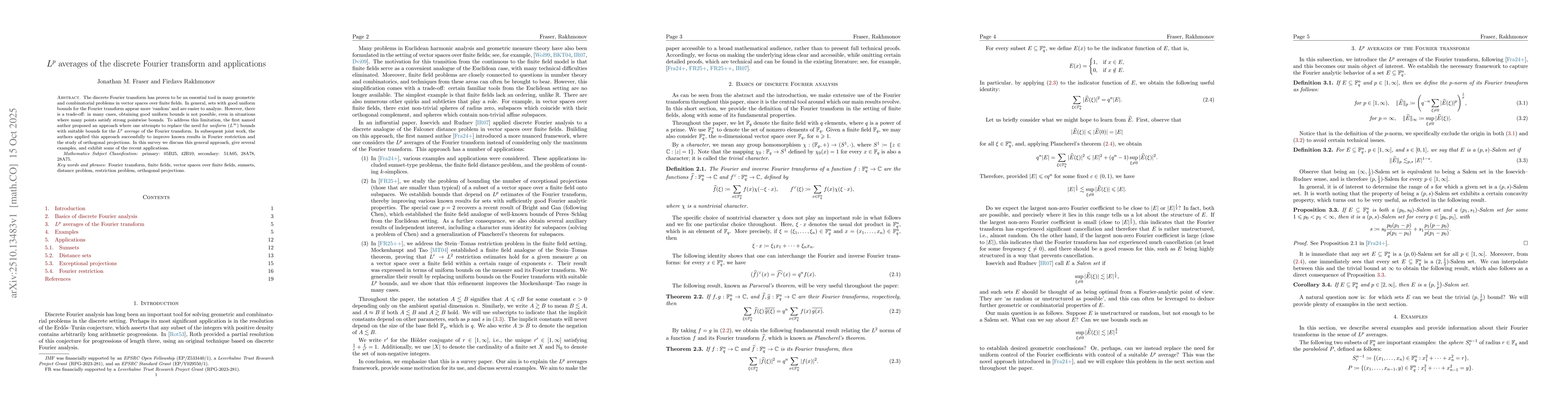 Thumbnail for $L^p$ averages of the discrete Fourier transform and applications