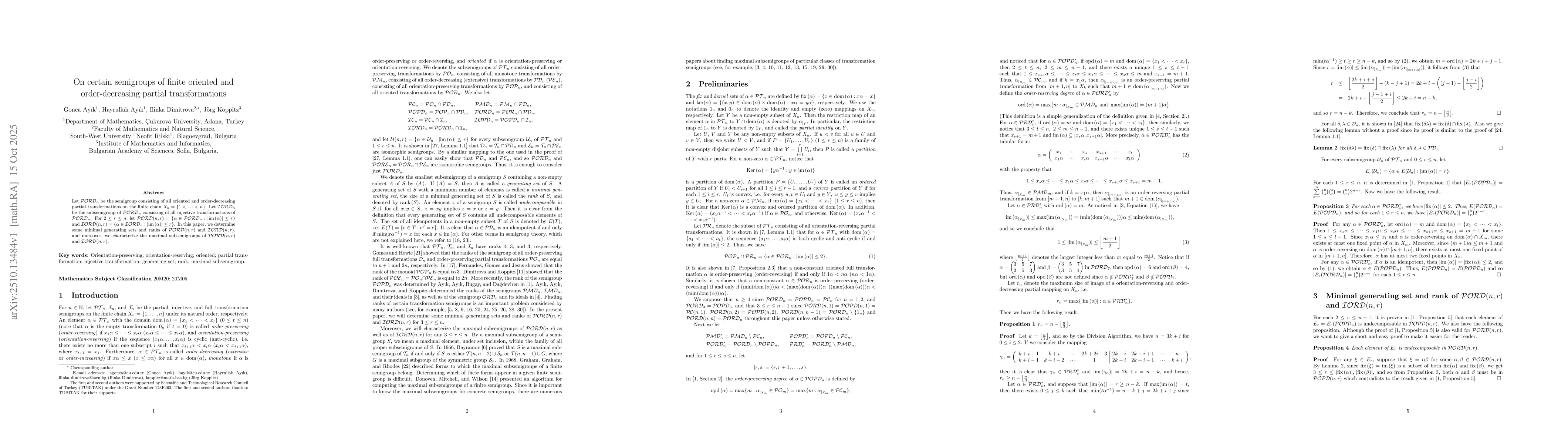 Thumbnail for On certain semigroups of finite oriented and order-decreasing partial
  transformations