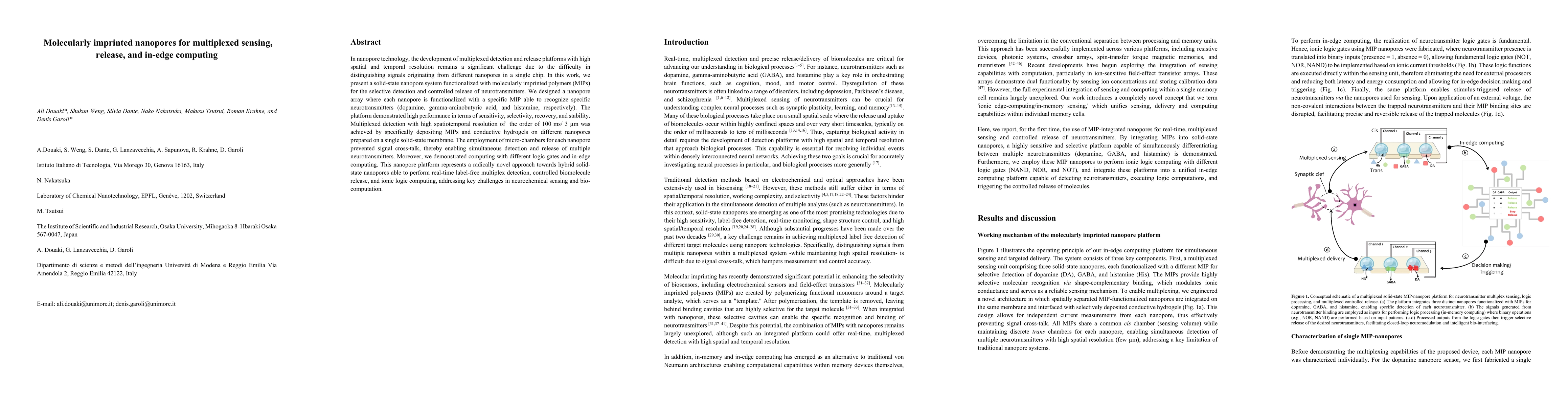 Thumbnail for Molecularly imprinted nanopores for multiplexed sensing, release, and
  in-edge computing
