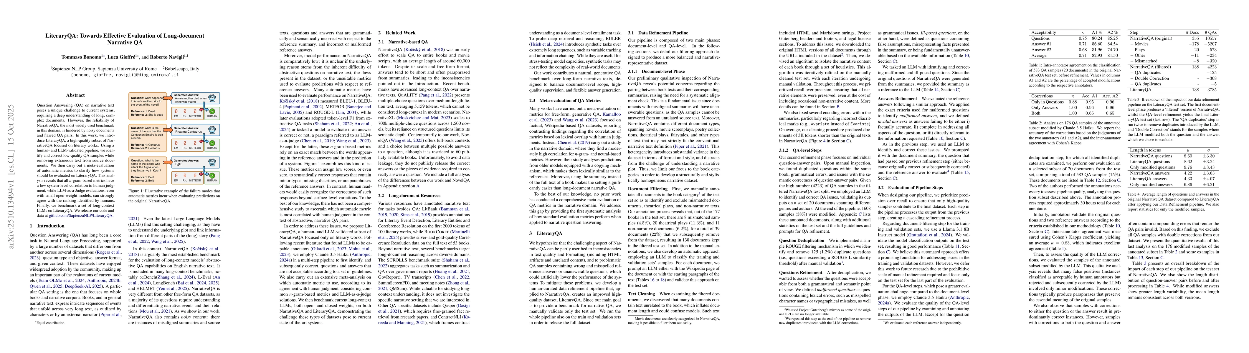 Thumbnail for LiteraryQA: Towards Effective Evaluation of Long-document Narrative QA