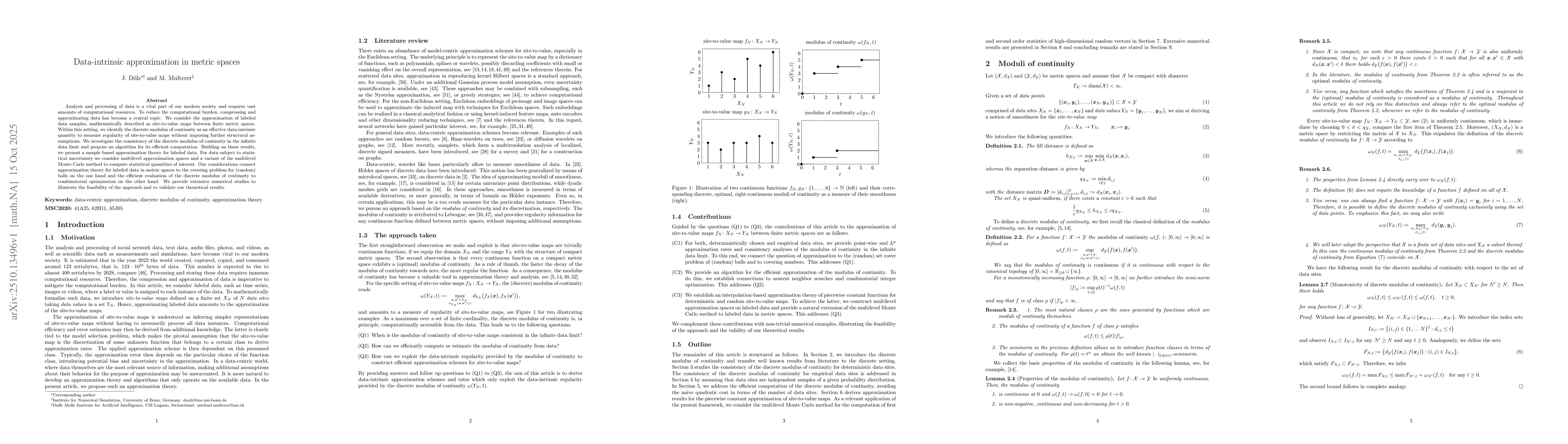Thumbnail for Data-intrinsic approximation in metric spaces