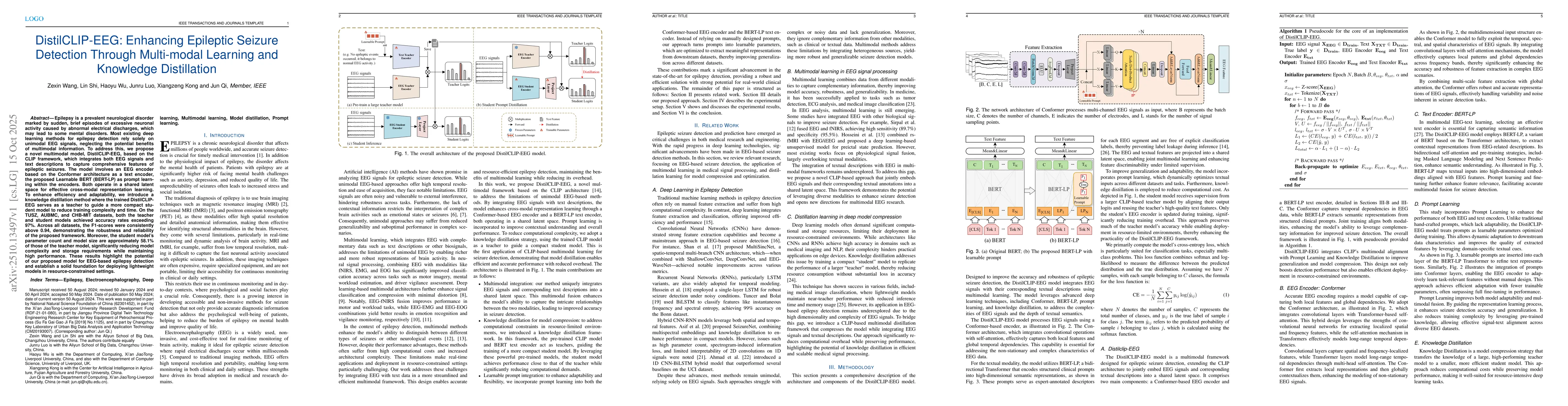 Thumbnail for DistilCLIP-EEG: Enhancing Epileptic Seizure Detection Through
  Multi-modal Learning and Knowledge Distillation