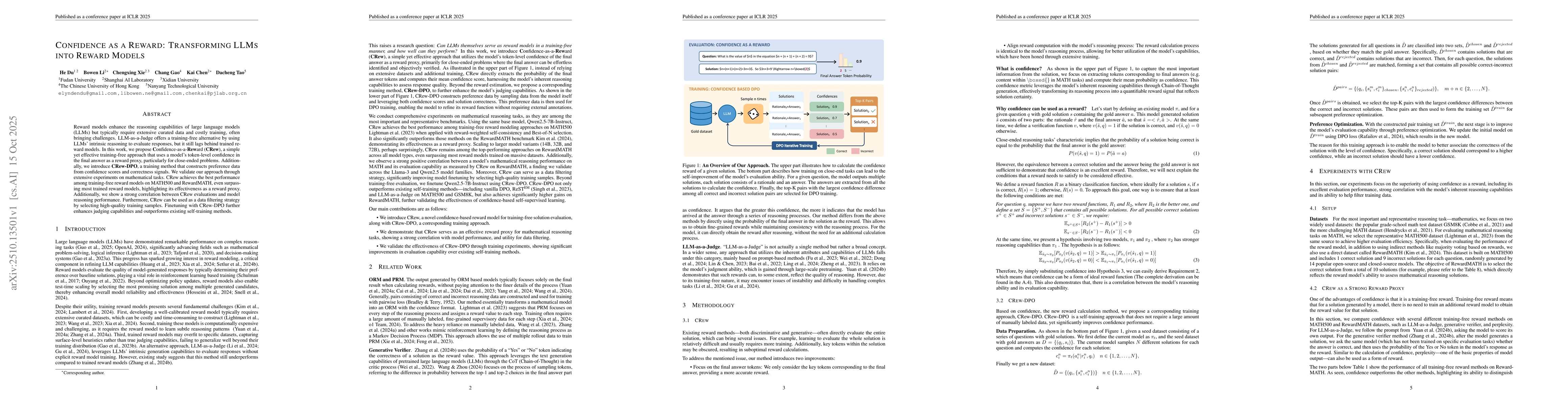 Thumbnail for Confidence as a Reward: Transforming LLMs into Reward Models