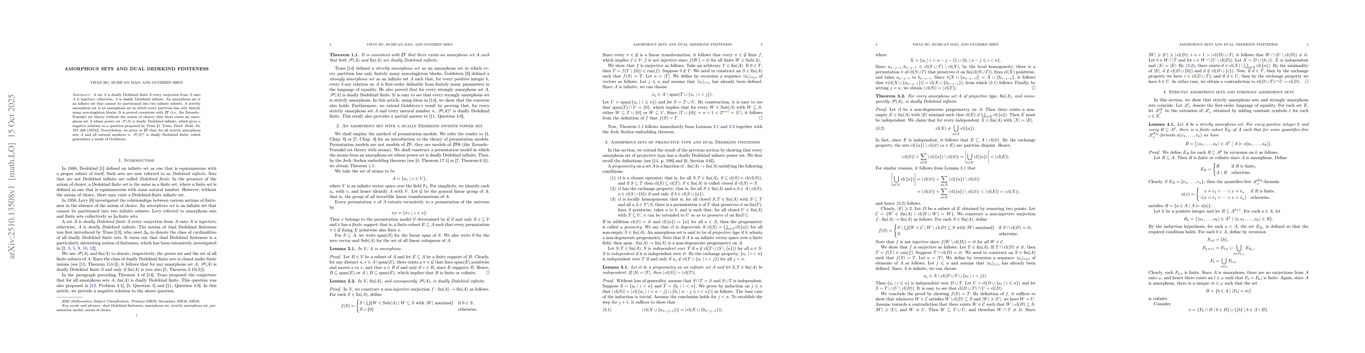 Thumbnail for Amorphous sets and dual Dedekind finiteness