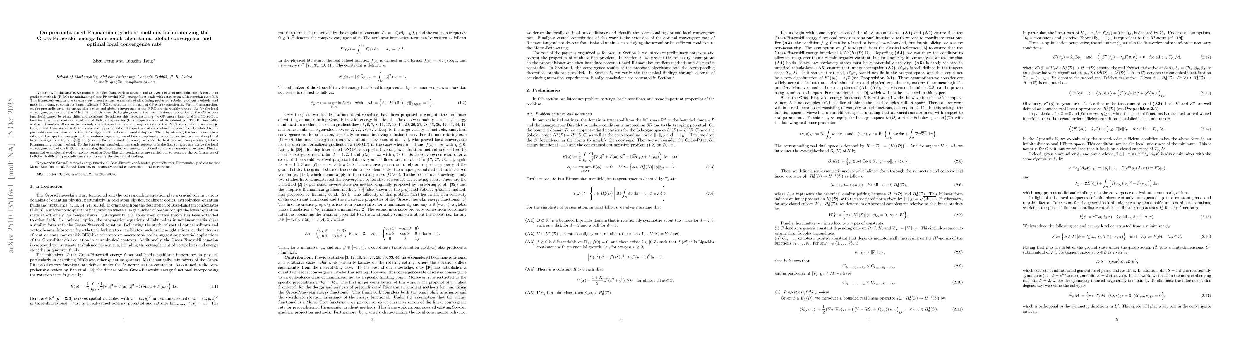 Thumbnail for On preconditioned Riemannian gradient methods for minimizing the
  Gross-Pitaevskii energy functional: algorithms, global convergence and
  optimal local convergence rate