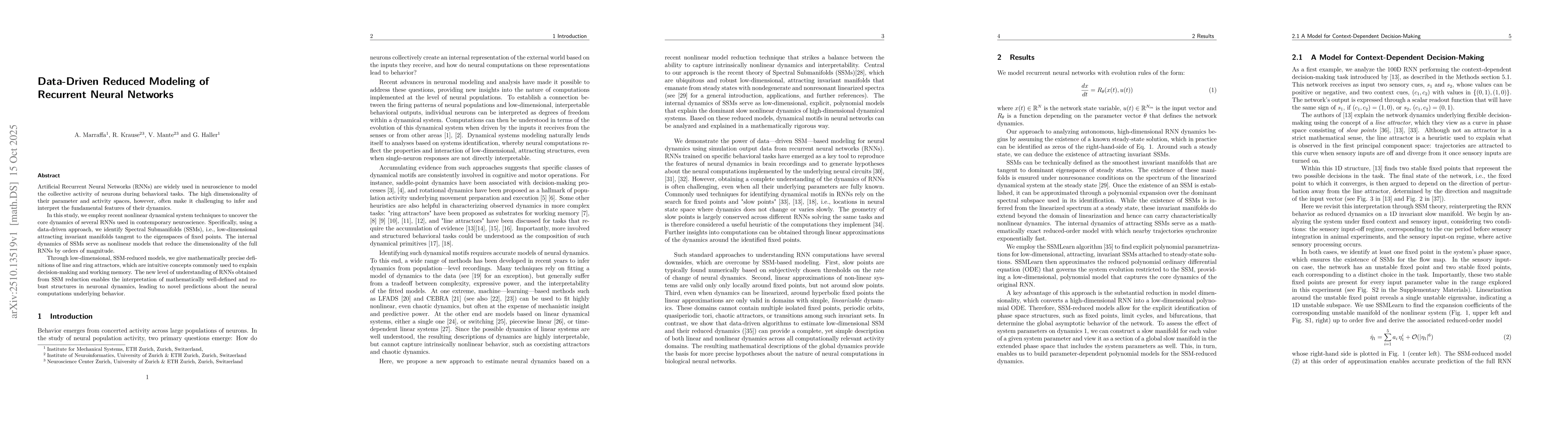 Thumbnail for Data-Driven Reduced Modeling of Recurrent Neural Networks