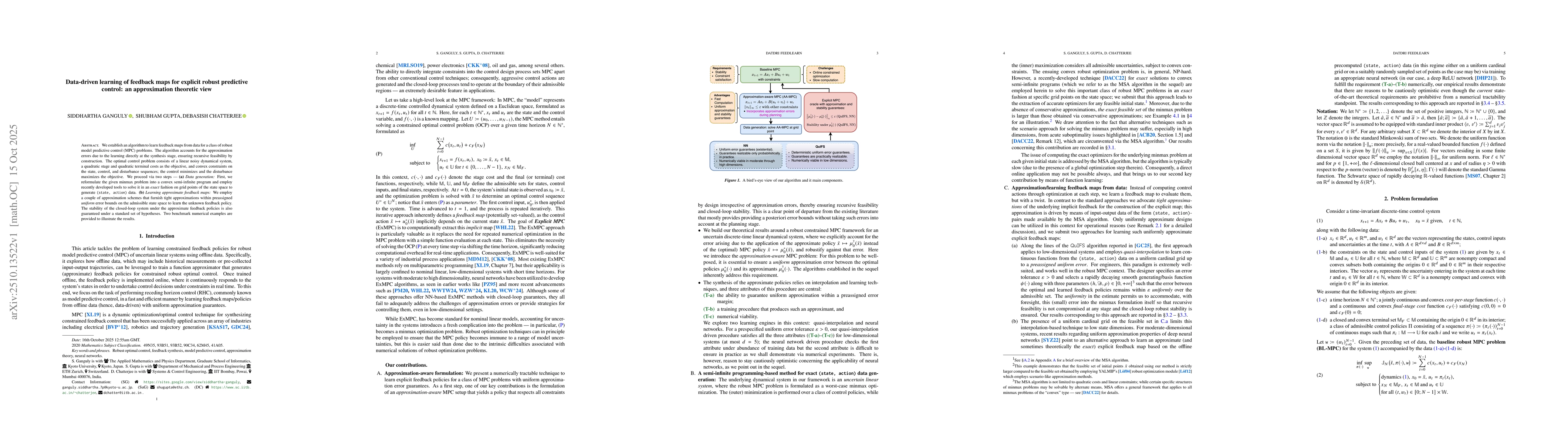 Thumbnail for Data-driven learning of feedback maps for explicit robust predictive
  control: an approximation theoretic view