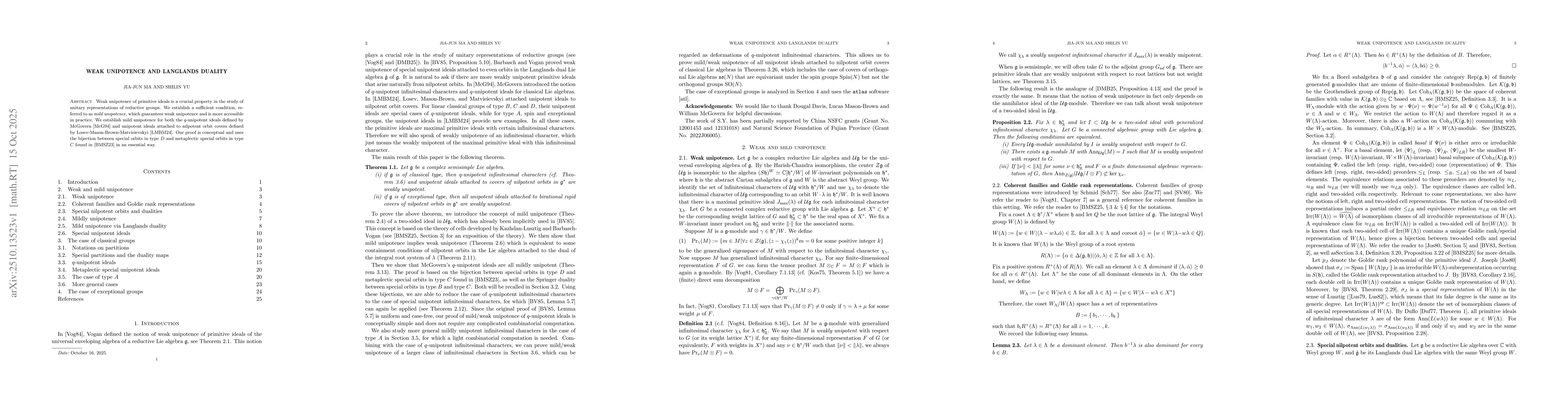 Thumbnail for Weak unipotence and Langlands duality