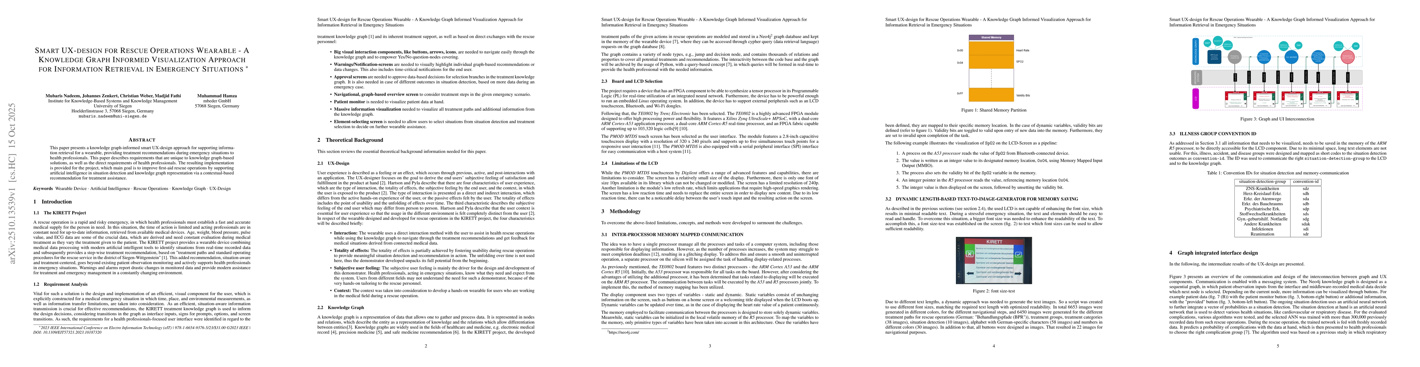 Thumbnail for Smart UX-design for Rescue Operations Wearable - A Knowledge Graph
  Informed Visualization Approach for Information Retrieval in Emergency
  Situations