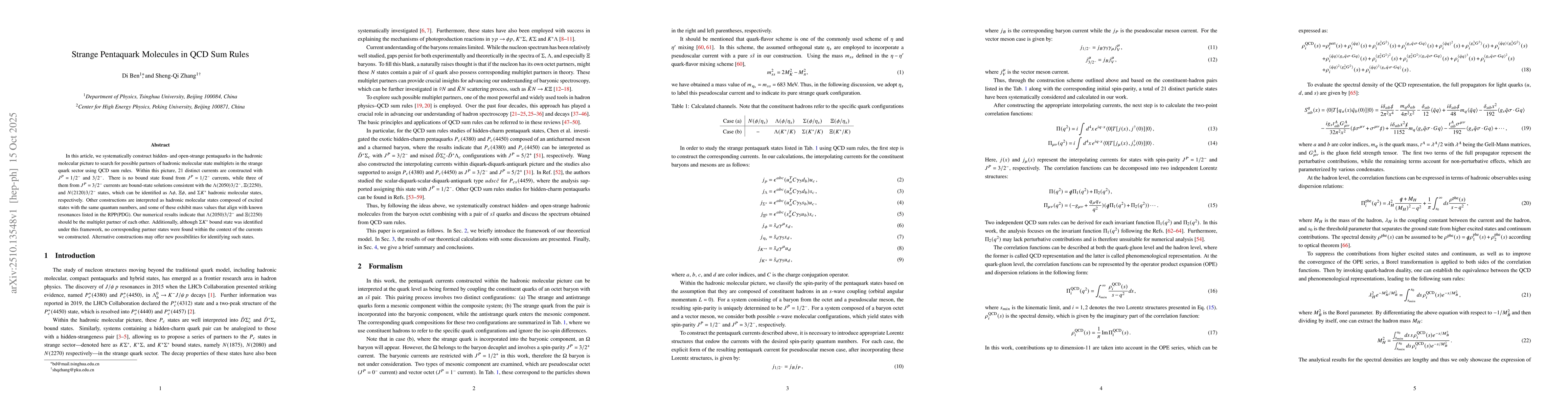 Thumbnail for Strange Pentaquark Molecules in QCD Sum Rules