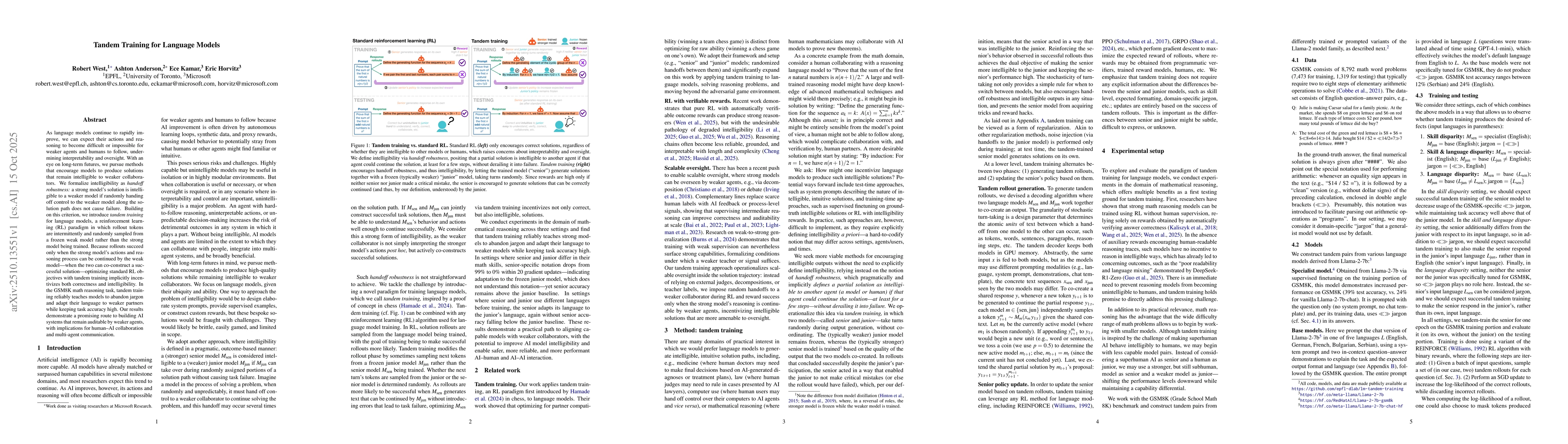Thumbnail for Tandem Training for Language Models